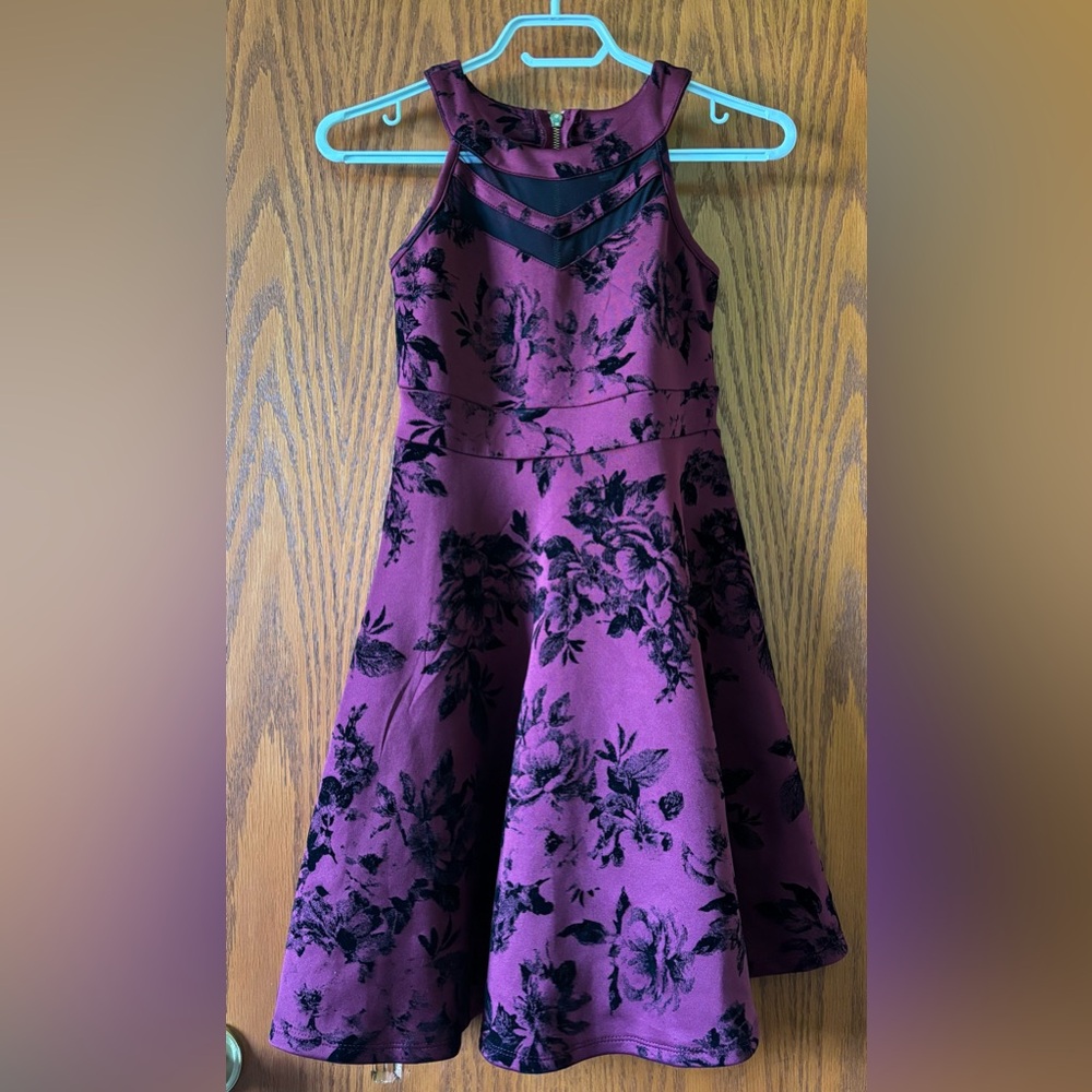 Purple Fit and Flare Sweetheart Kids Dress